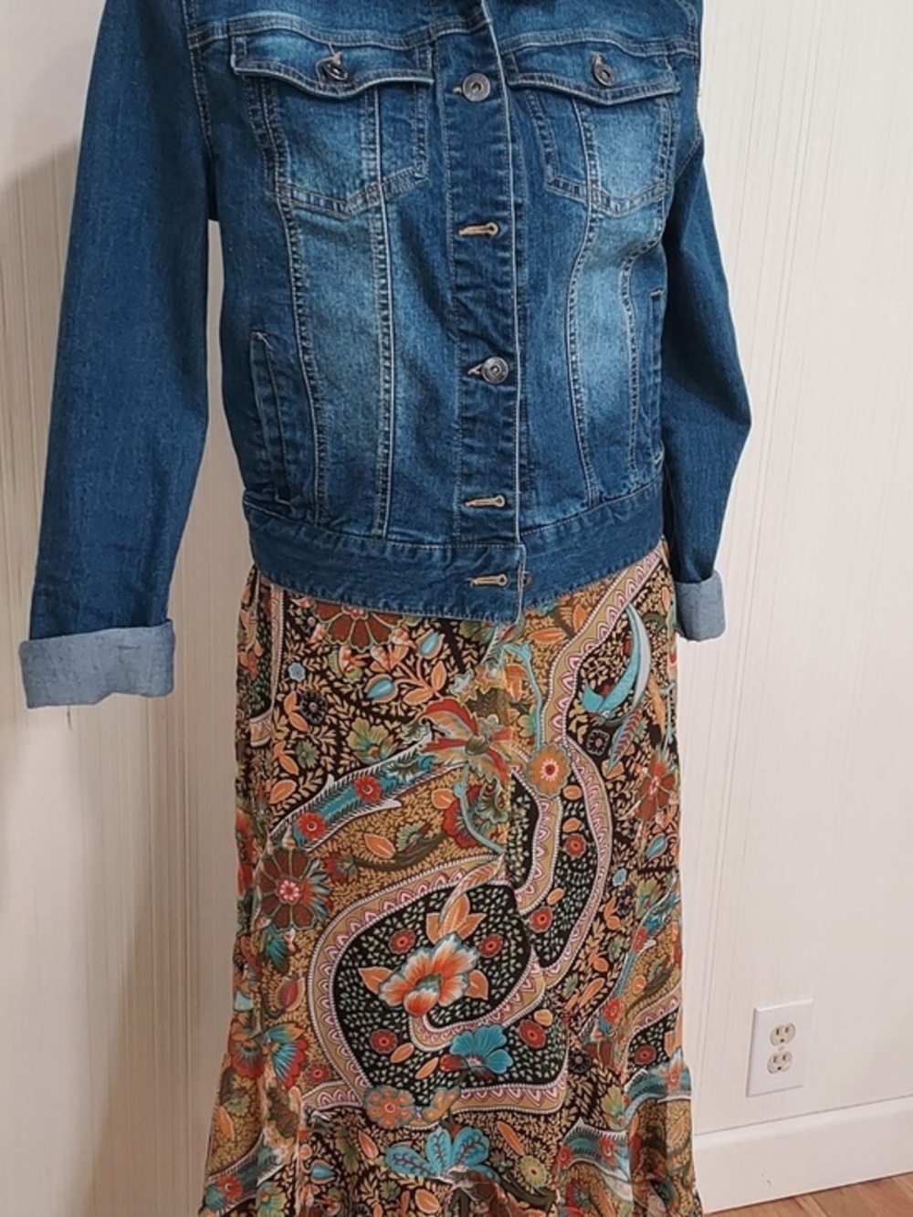 Studio 1940 Floral Boho Maxi Skirt in Brown and Mustard